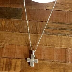 Vintage Carolee Sterling Silver Cross Necklace, signed, 12.41 grams